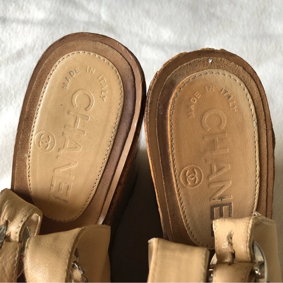 Chanel Chain Link CC Cork & Leather Wedges EU36 - Picture 6 of 16